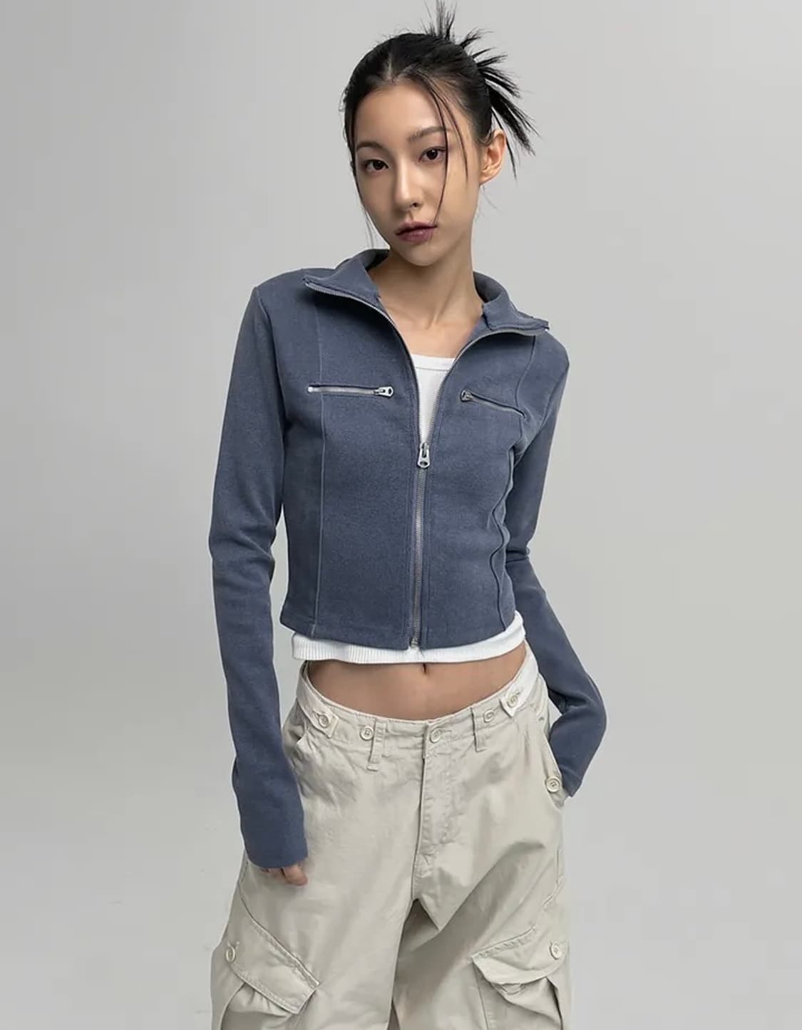 블랙업 피그먼트 집업 긴팔티 상품이미지1