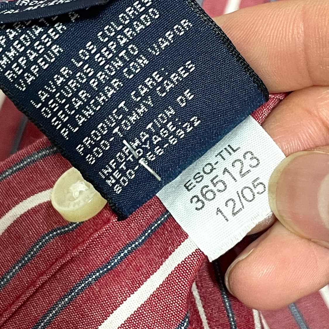 타미힐피거 레드 세로 스트라이프 반팔셔츠 남성M 상품이미지6