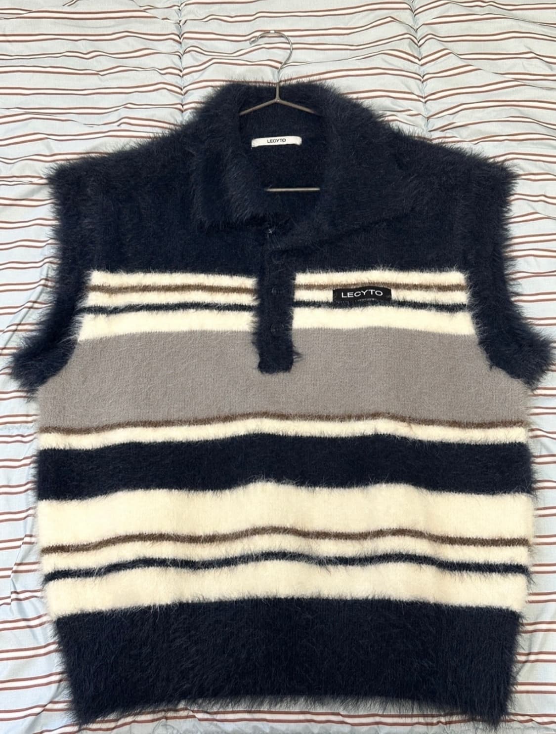 레시토(LECYTO) ANGORA KNIT PK VEST (navy,F) 상품이미지1
