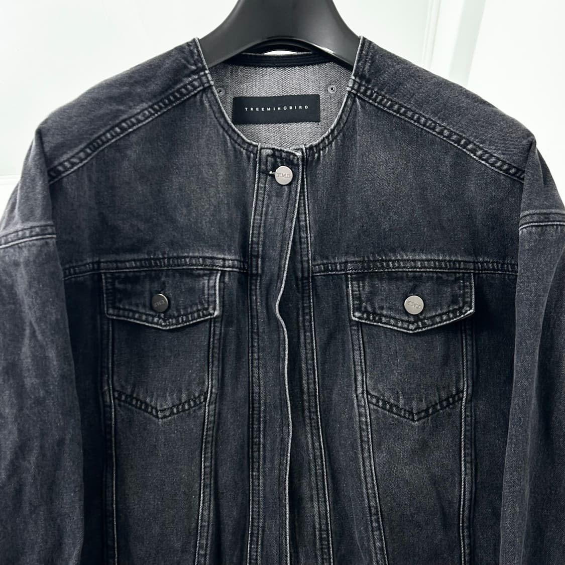 트리밍버드 원버튼 데님 셋업 자켓 상품이미지7