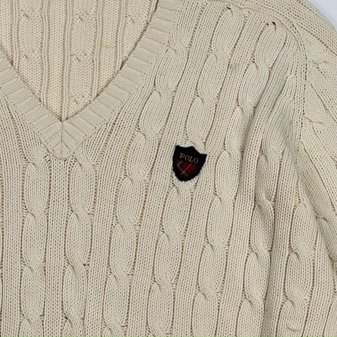 폴로 랄프로렌 클래식 아이보리 케이블 니트 (M) 상품이미지3