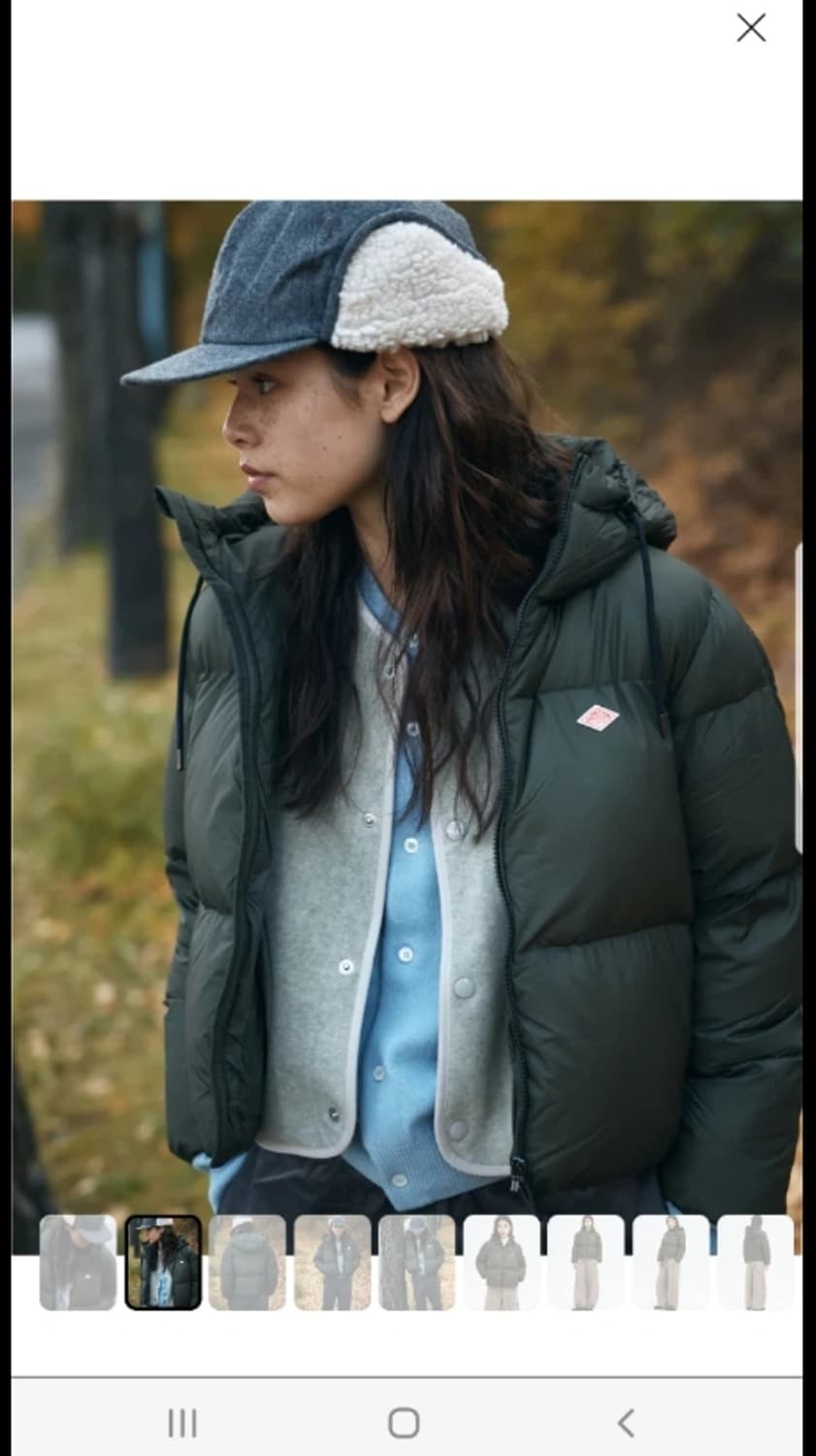 단톤 다운 패딩 카키 상품이미지2