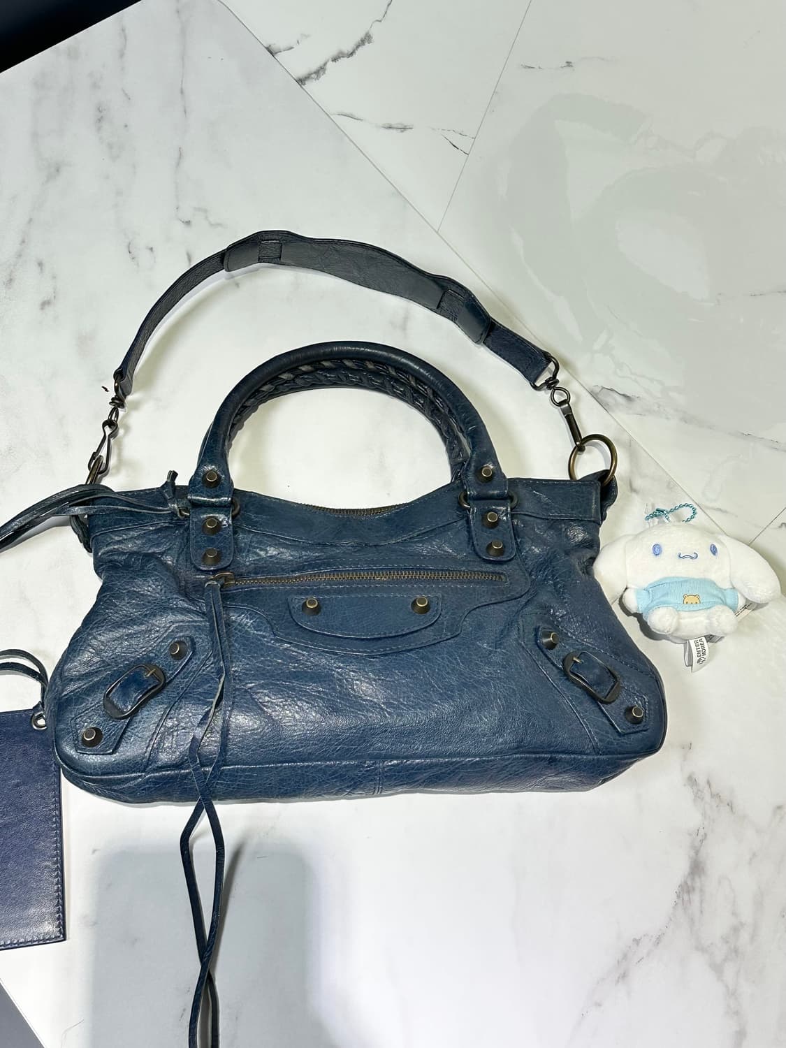 ❌거래중[A+ 정품] 발렌시아가 시티 모터백 퍼스트 다크네이비 상품이미지7