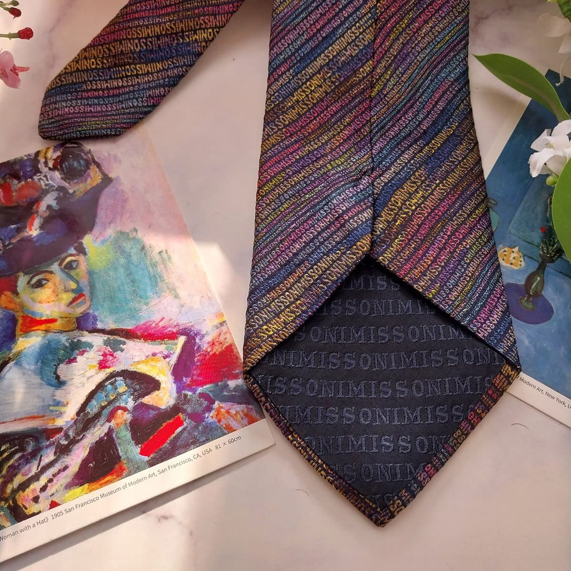 미쏘니 실크 멀티컬러 이니셜 자카드 넥타이 9.6cm A+등급 K1646 상품이미지7