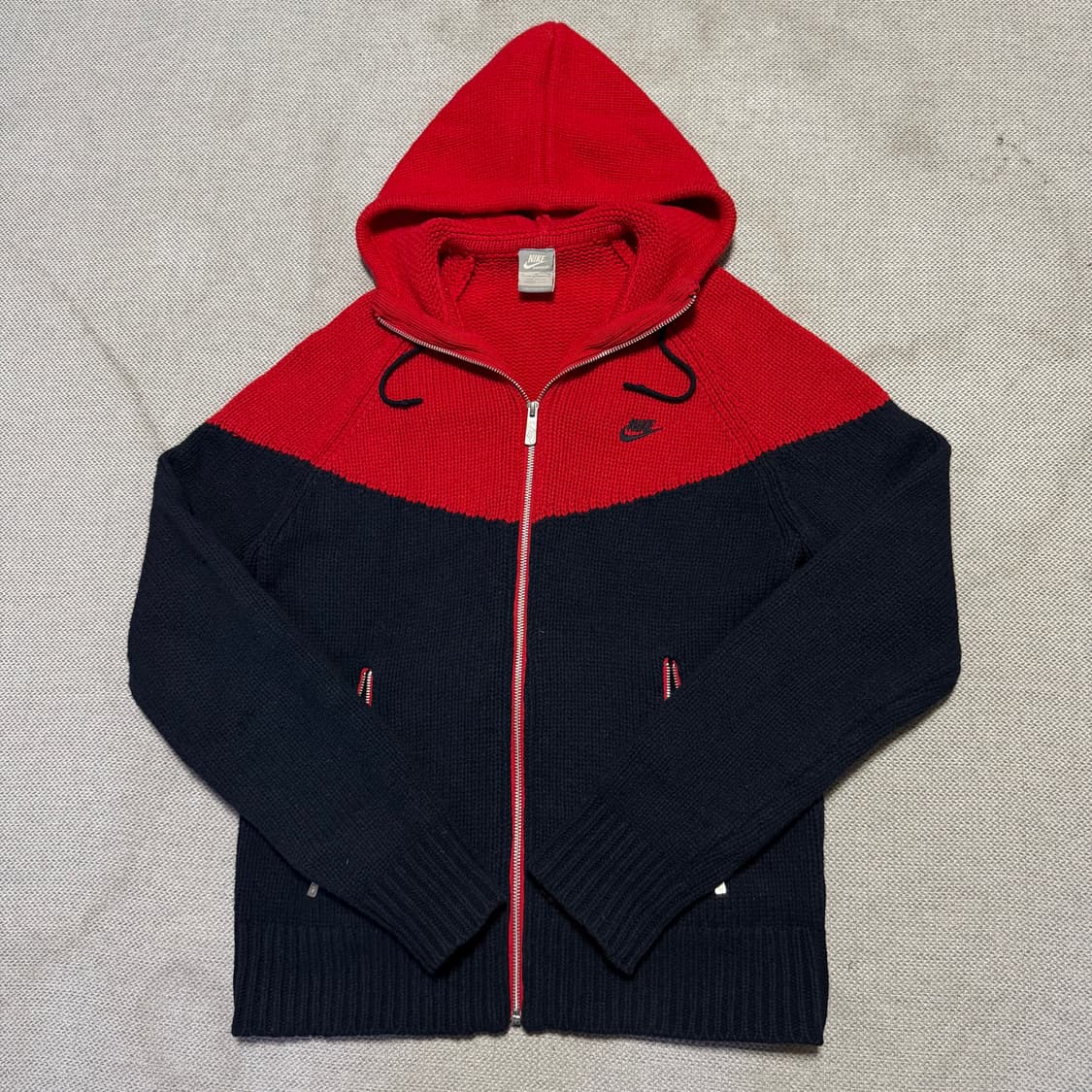 나이키 배색 니트 후드집업 상품이미지1