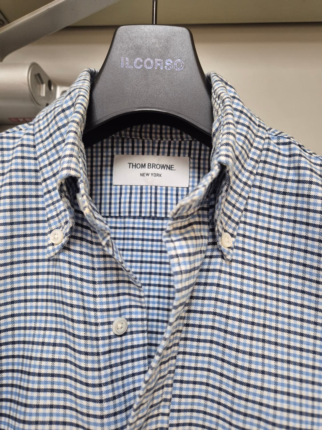 톰브라운 옥스포드 체크셔츠 블루 1사이즈 정품 상품이미지3