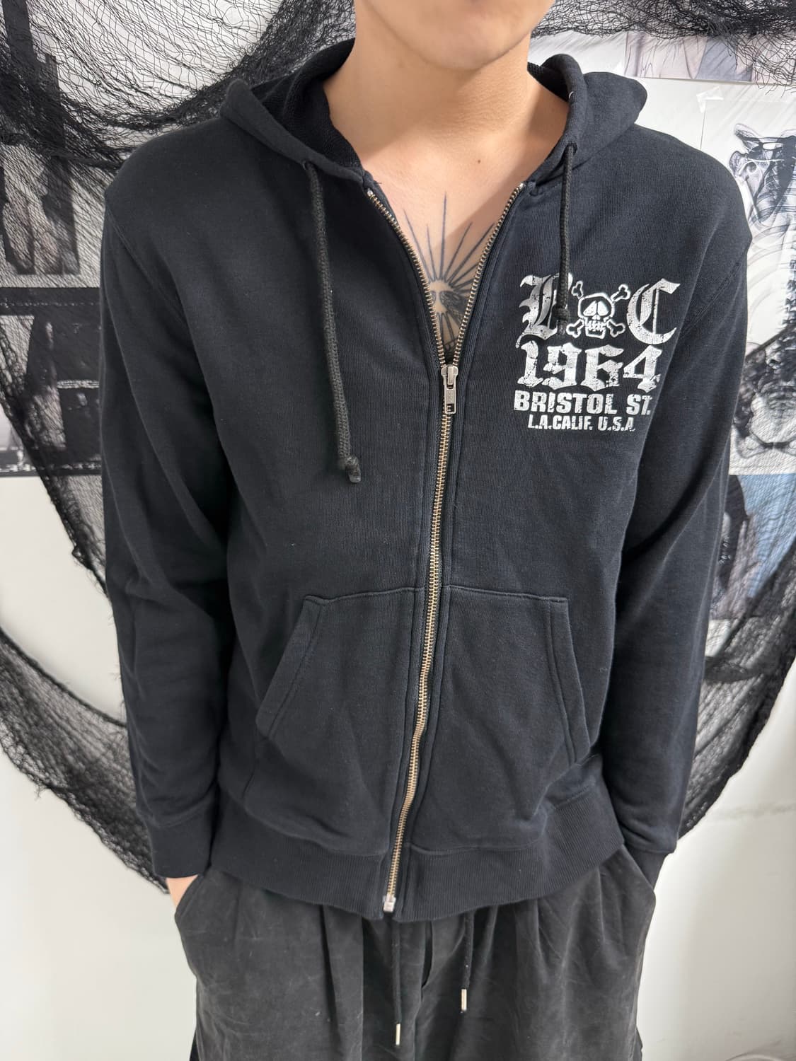 00s skull printing hood zip up 상품이미지6