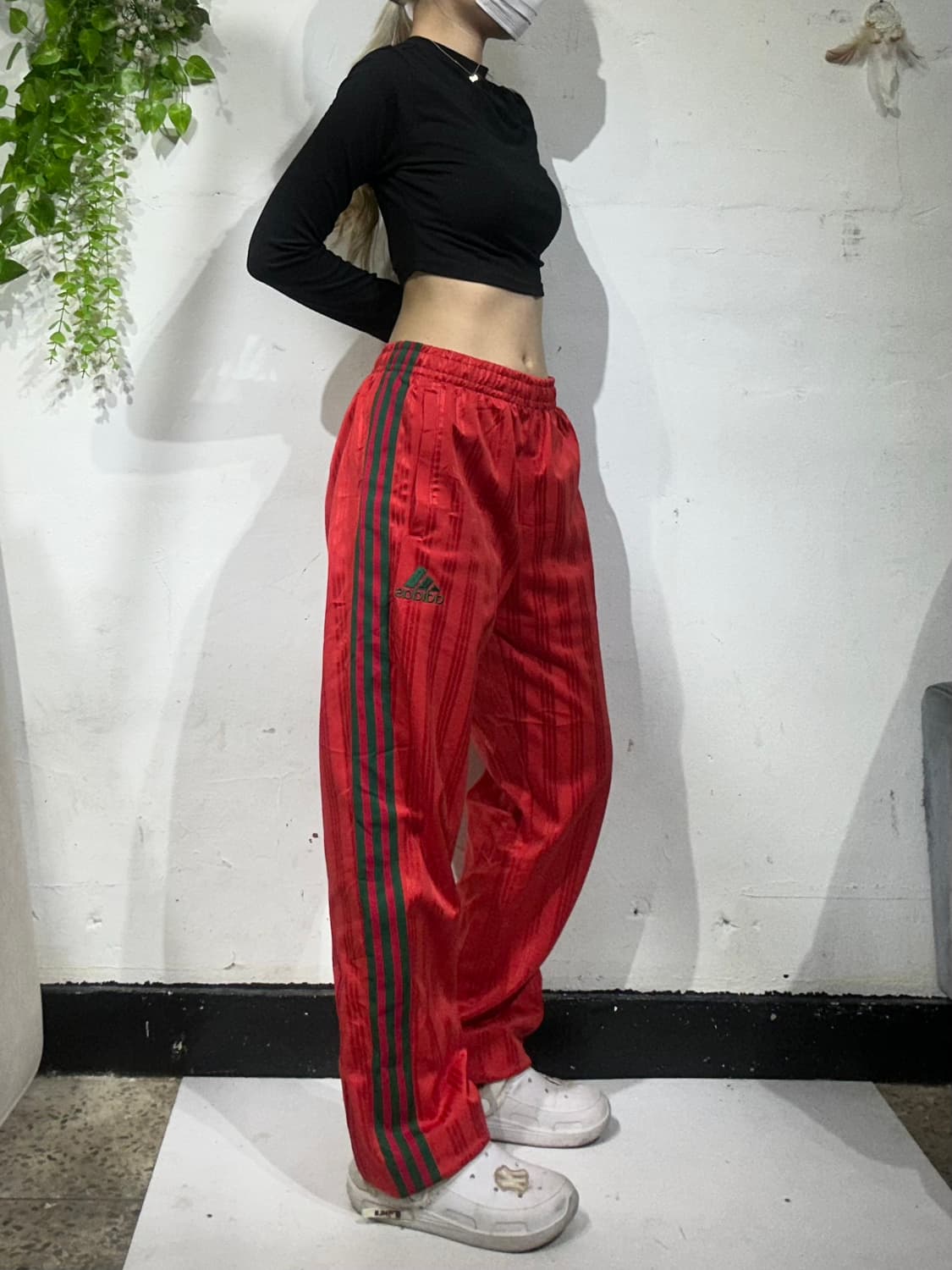 00s 아디다스 레드 그린 포인트 삼선 극희귀 트레이닝 팬츠 M 상품이미지1
