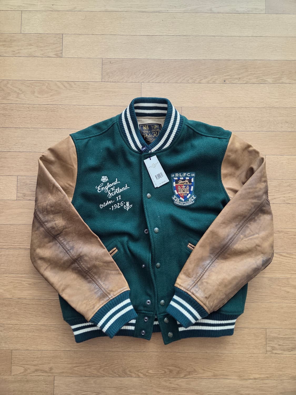 [새상품/L]폴로 레더패치 바시티자켓 상품이미지3