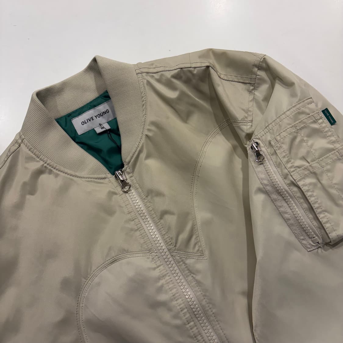 [M] 올리브영 베이지 마원 봄버 자켓 D199 상품이미지3