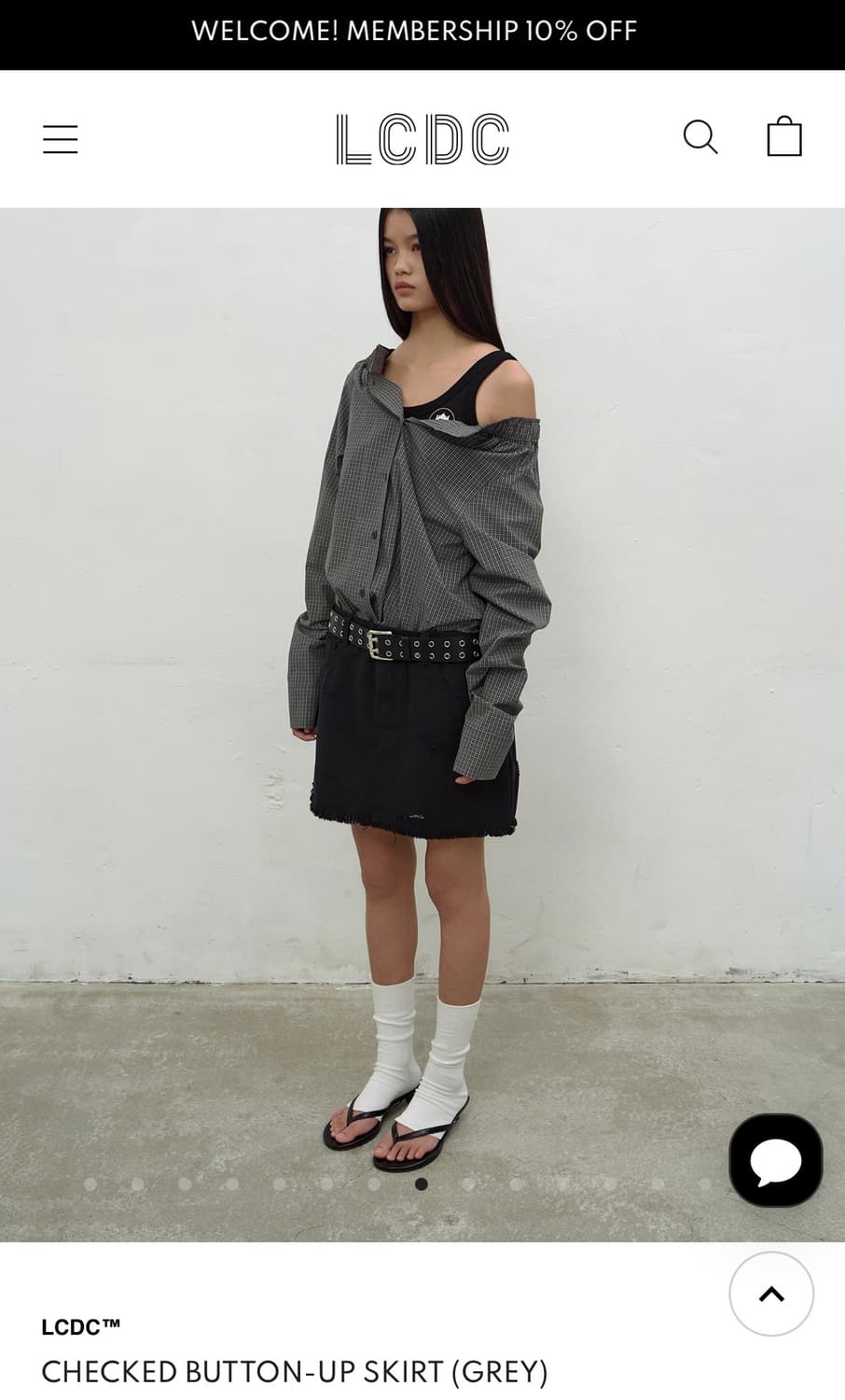 LCDC CHECKED BUTTON-UP SKIRT (GREY) 상품이미지5