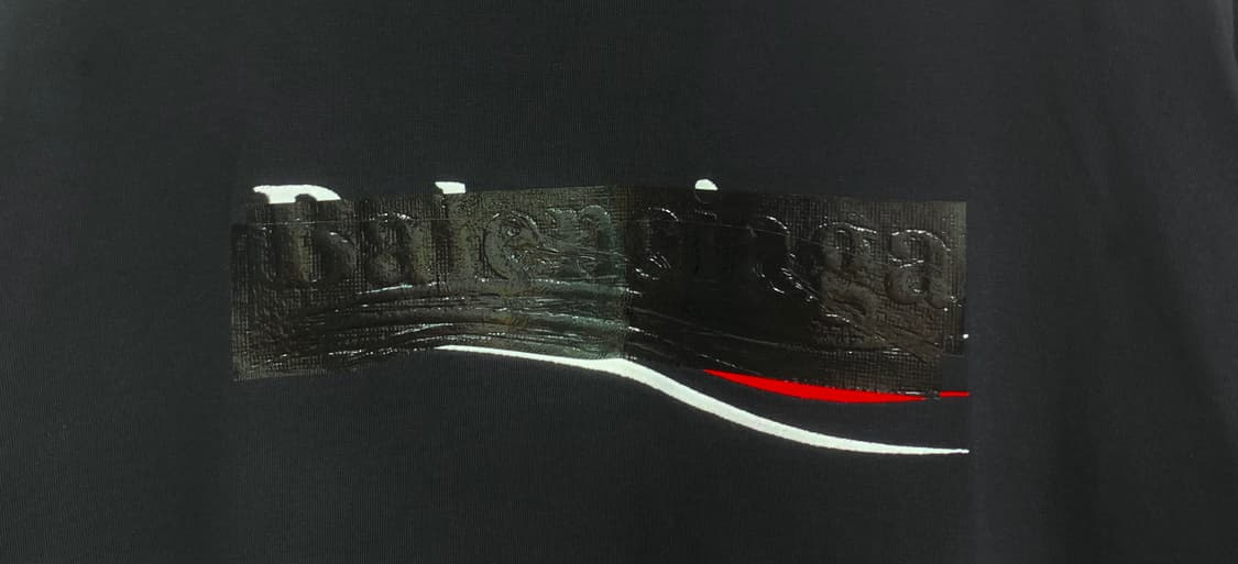 [S]발렌시아가 개퍼 반팔 티셔츠 라지 핏 블랙 테이프 상품이미지3