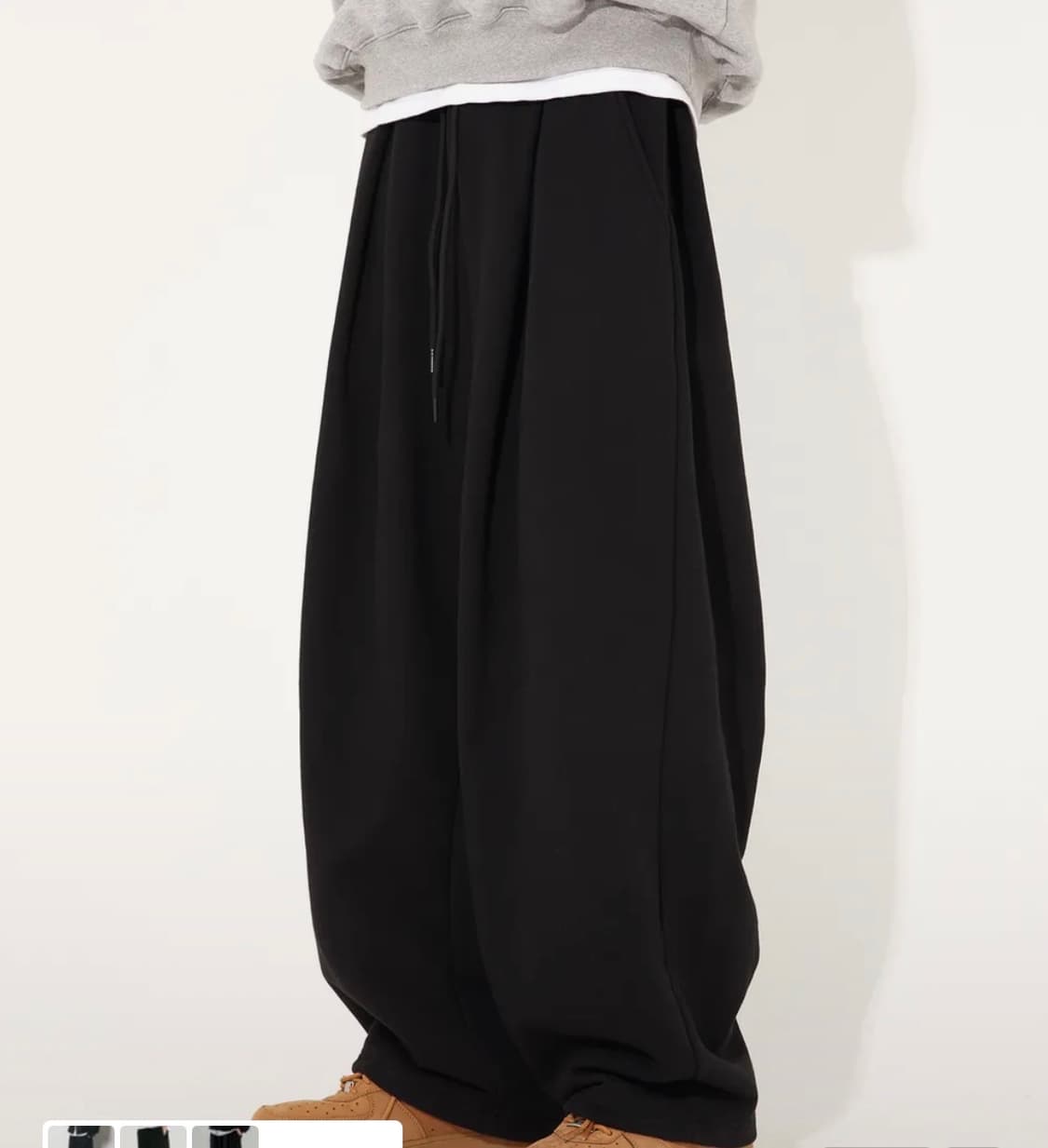 투턱 와이드스웨트 팬츠(블랙) 상품이미지1