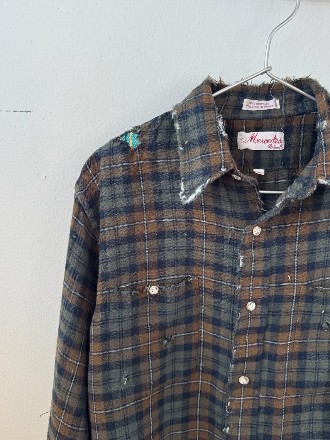 80s flannel repair button up shirt 상품이미지2