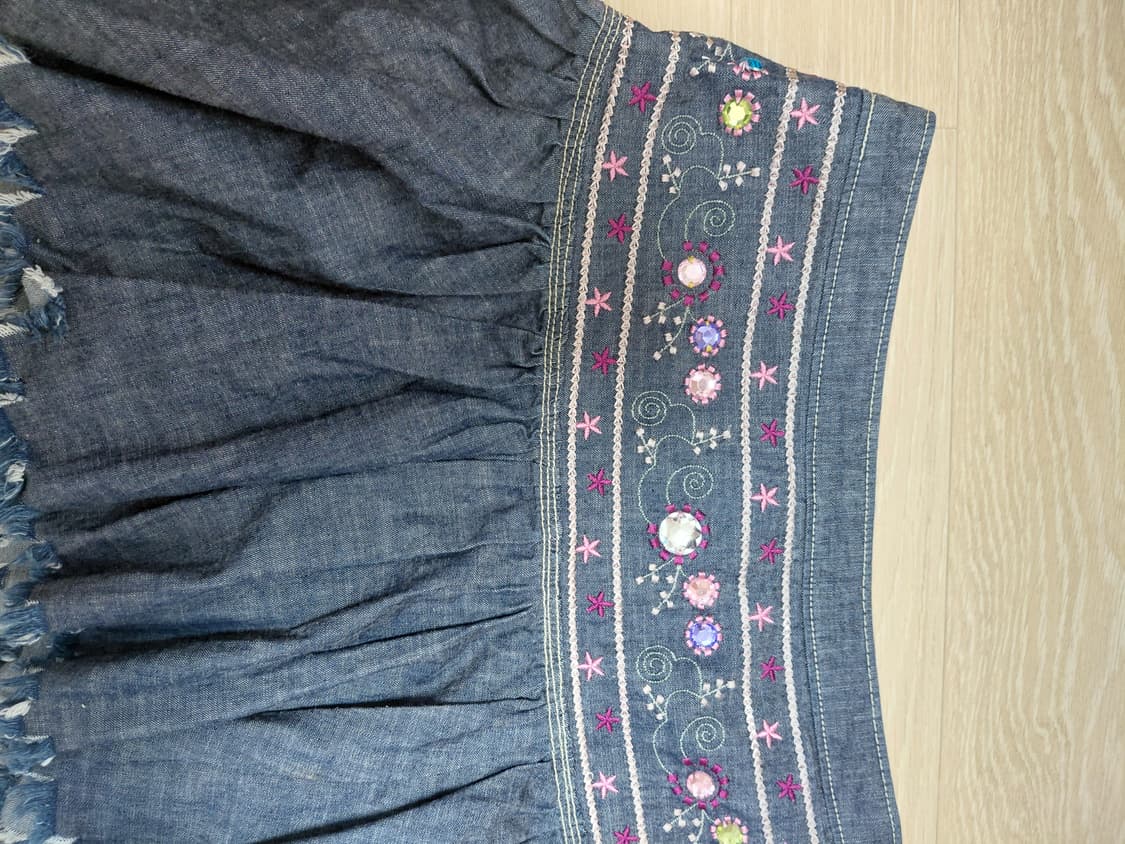 페어리 모리 보헤미아 데님 큐빅 자수 엠브로이드 스커트 상품이미지2