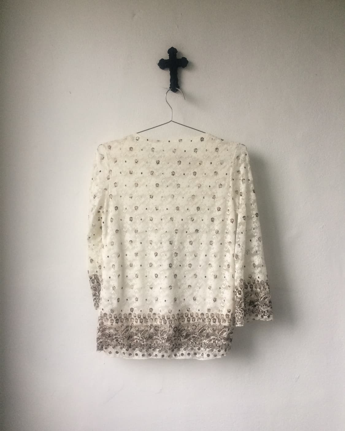 Pattern printing lace top 상품이미지3