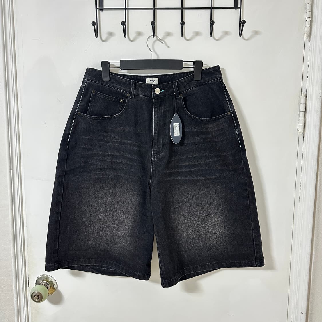 새상품 L MMLG 엠엠엘지 데님 버뮤다팬츠 블랙 상품이미지1
