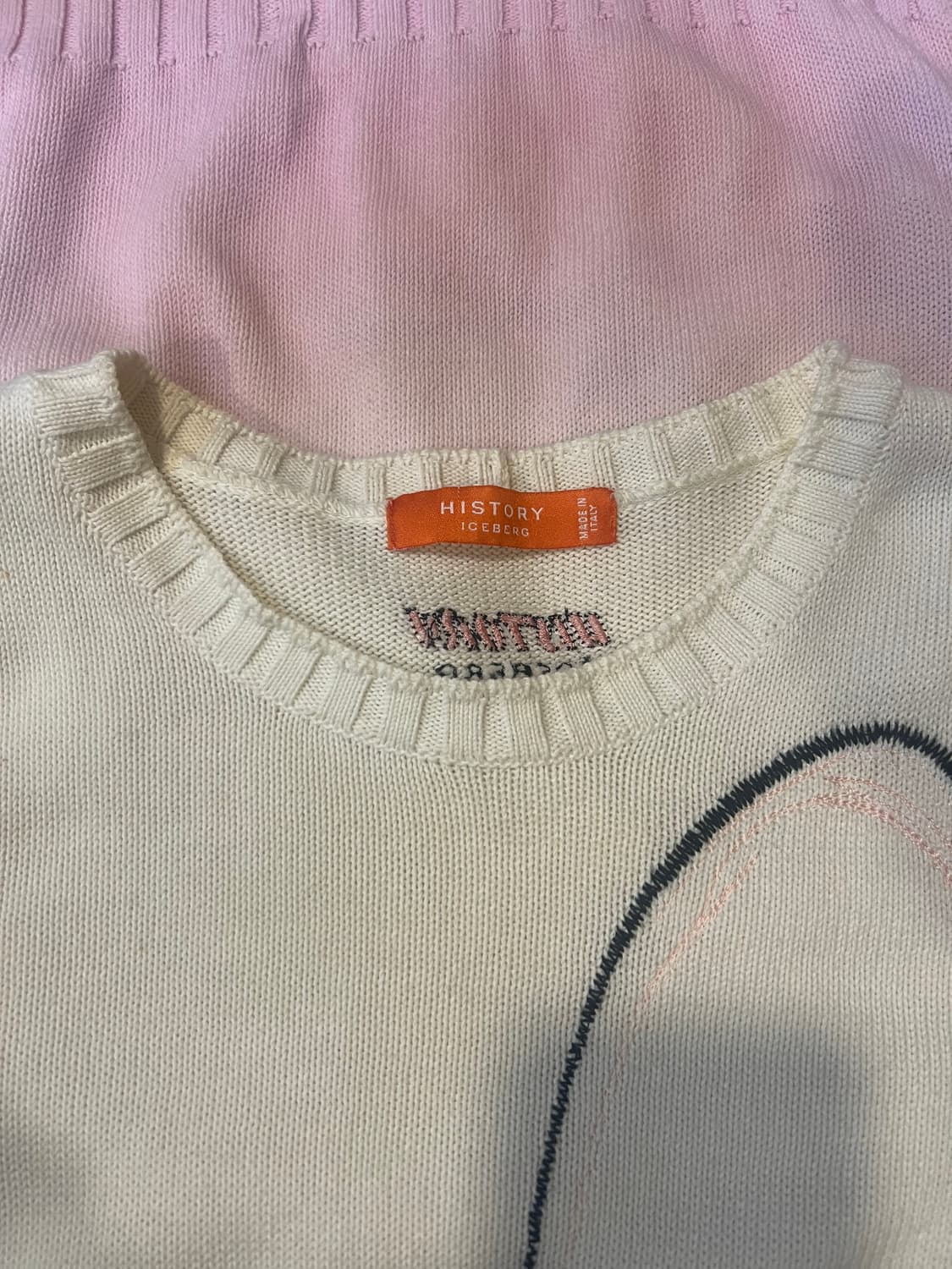 히스토리 아이스버그 여성 아이보리핑크 골프니트 라운드니트 상품이미지5