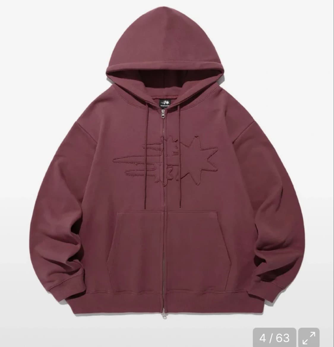 나이스고스트클럽 3Star 후드집업 버건디 S 상품이미지1