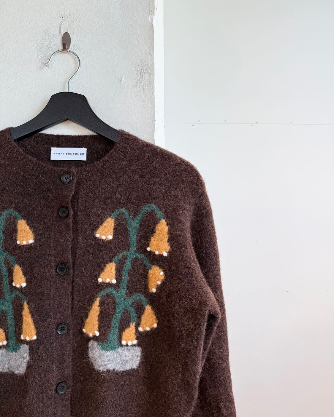short sentence 브라운 울 크롭 가디건  상품이미지5