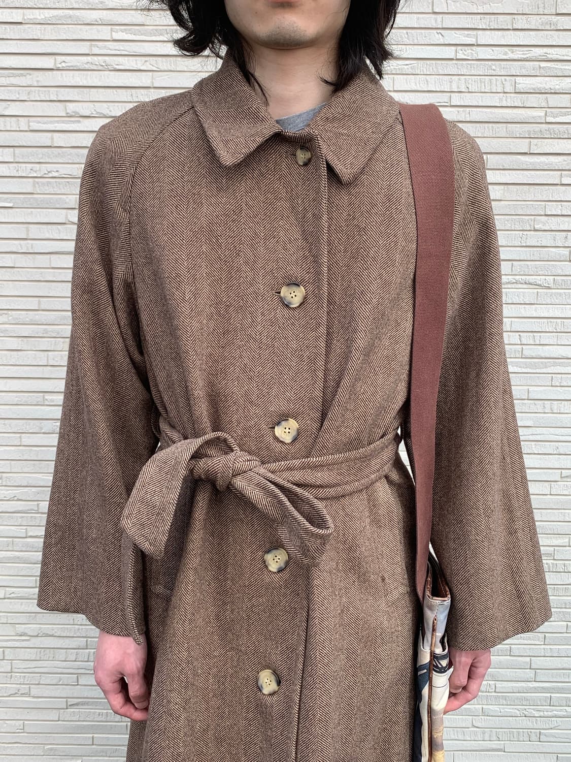 jw앤더슨 유니클로 헤링본 발마칸 울 코트 (brown) 상품이미지4