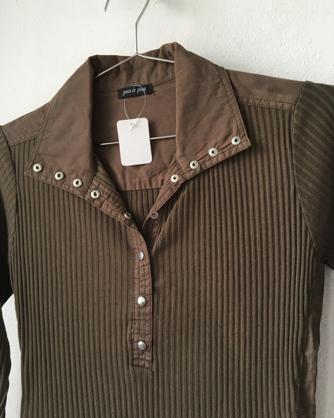 High neck shirt ribbed sleeve 상품이미지5