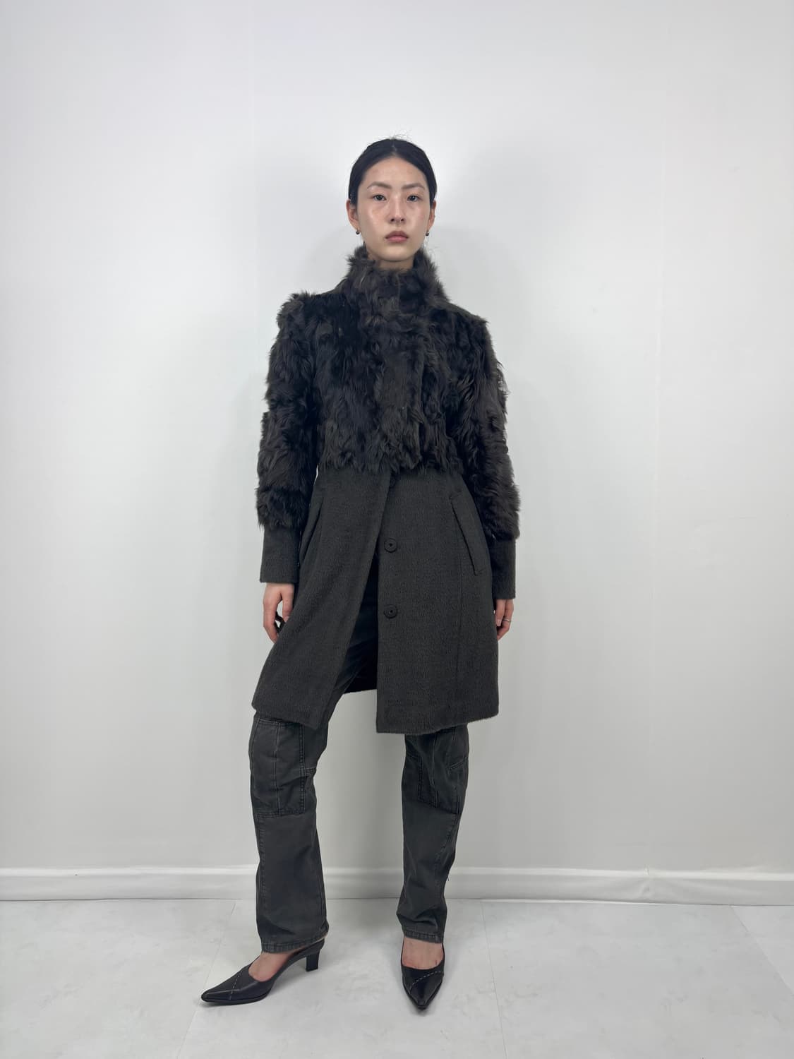 FUR MIXED WOOL HALF COAT 상품이미지1