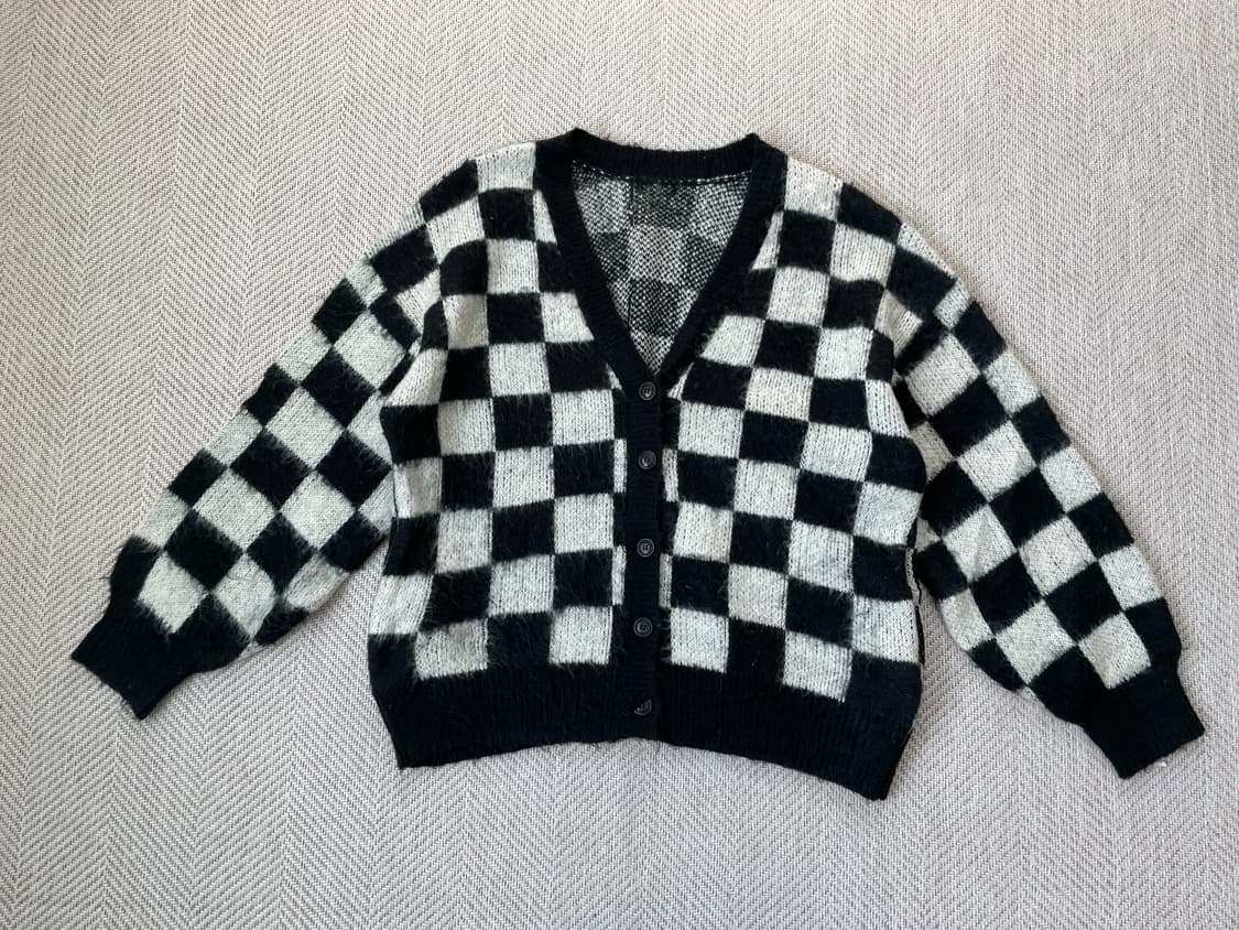 Youance 모헤어 체크보드 가디건  J03723 상품이미지1