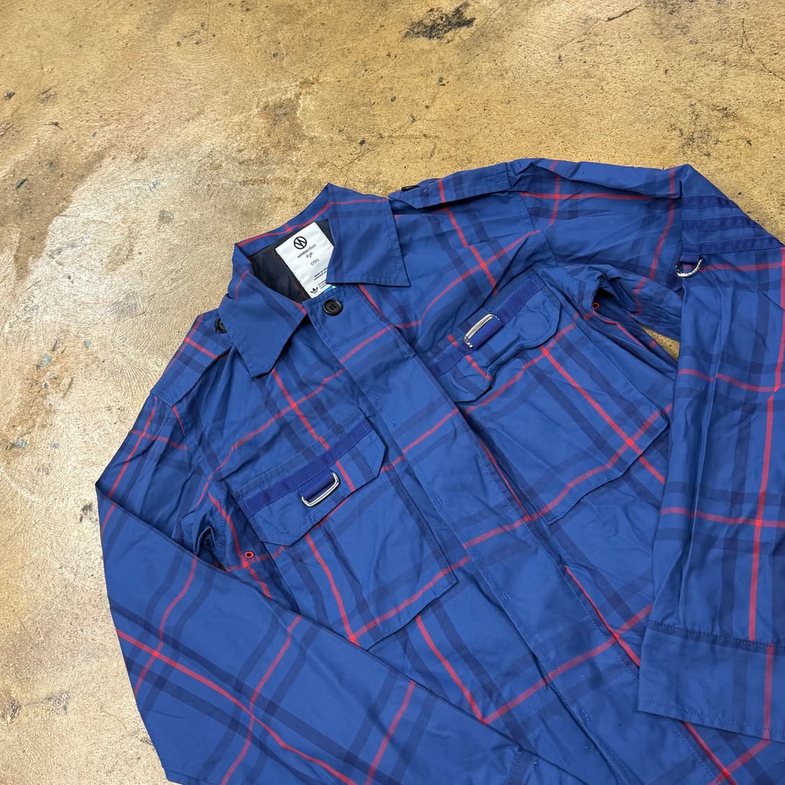 [정품/95] 아디다스 x 카즈키 쿠라이시 체크 패턴 블루 자켓 b17 상품이미지1