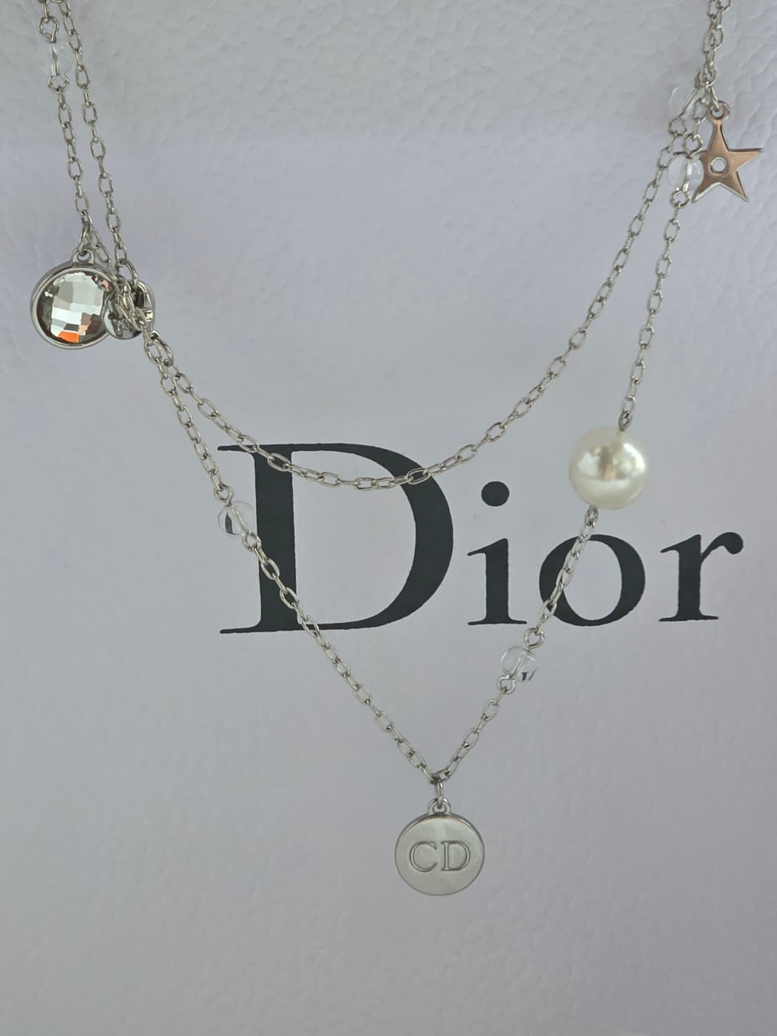 디올 은장 멀티챰 롱 체인 네크리스 상품이미지1