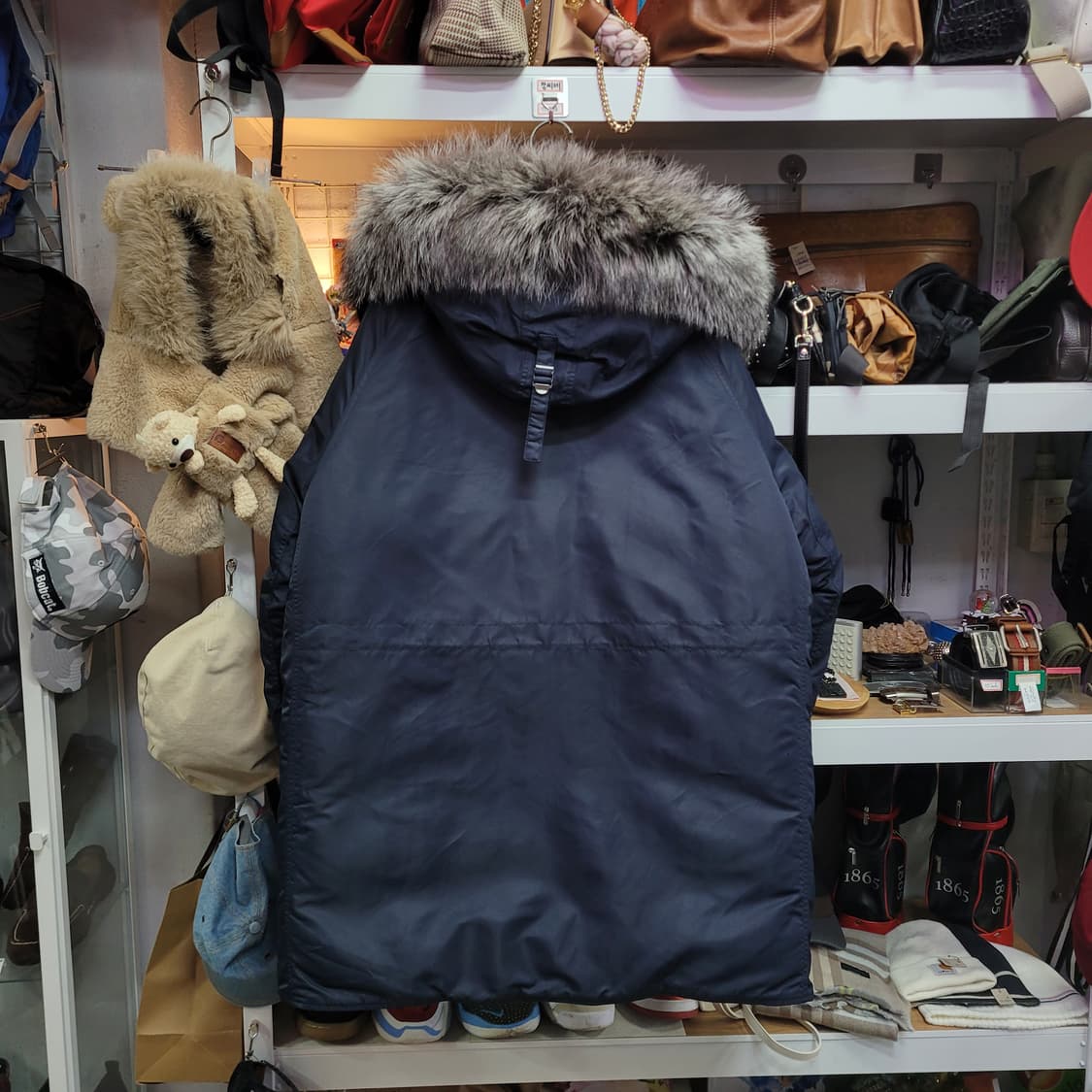 Covernat 커버낫 네이비 후드 퍼 오리털 패딩 상품이미지2