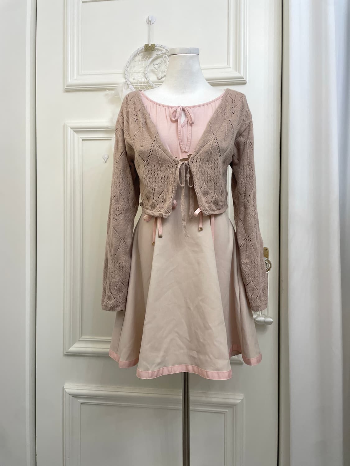 coral&beige autumn lovely lace-up set 상품이미지1