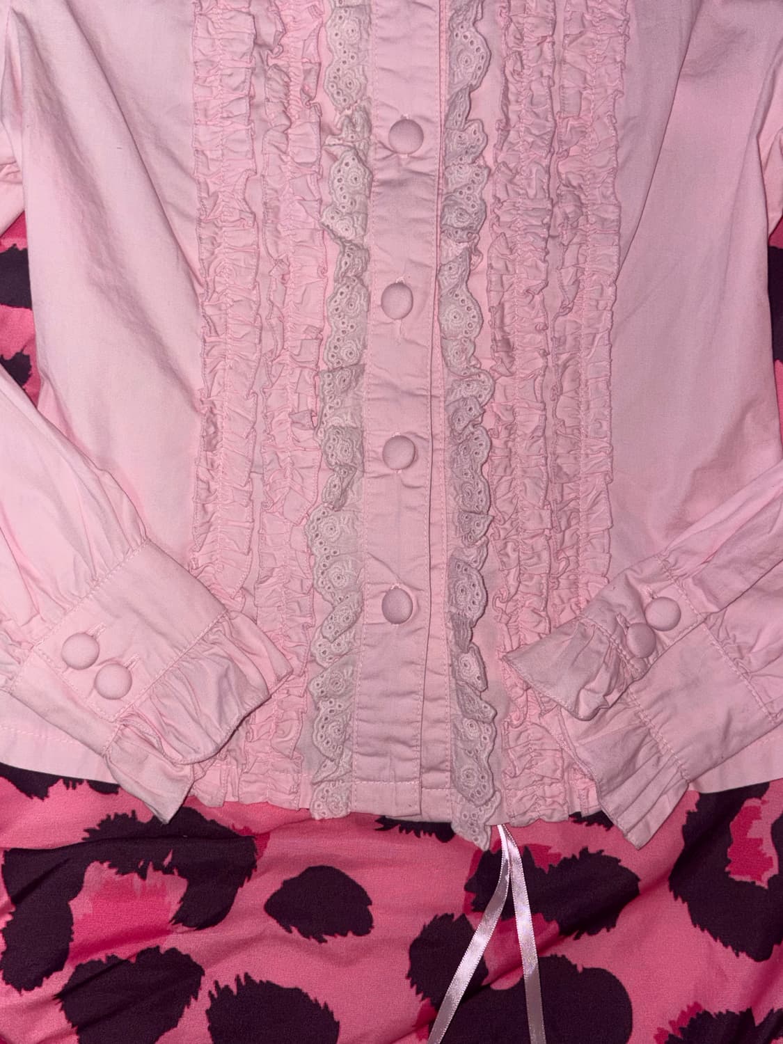 Bodyline 바디라인 로리타 히메갸루 딸기우유 핑크 프릴 블라우스 상품이미지3