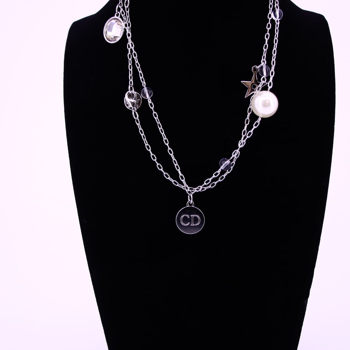 디올 CD 로고 진주 멀티참 롱체인 목걸이 상품이미지1