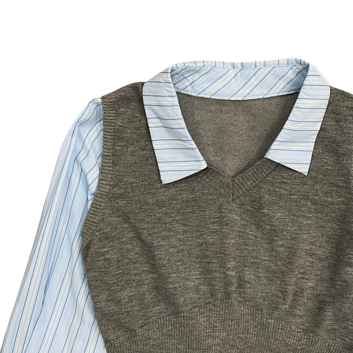 Vest Layered Blue Stripe Shirt 상품이미지3