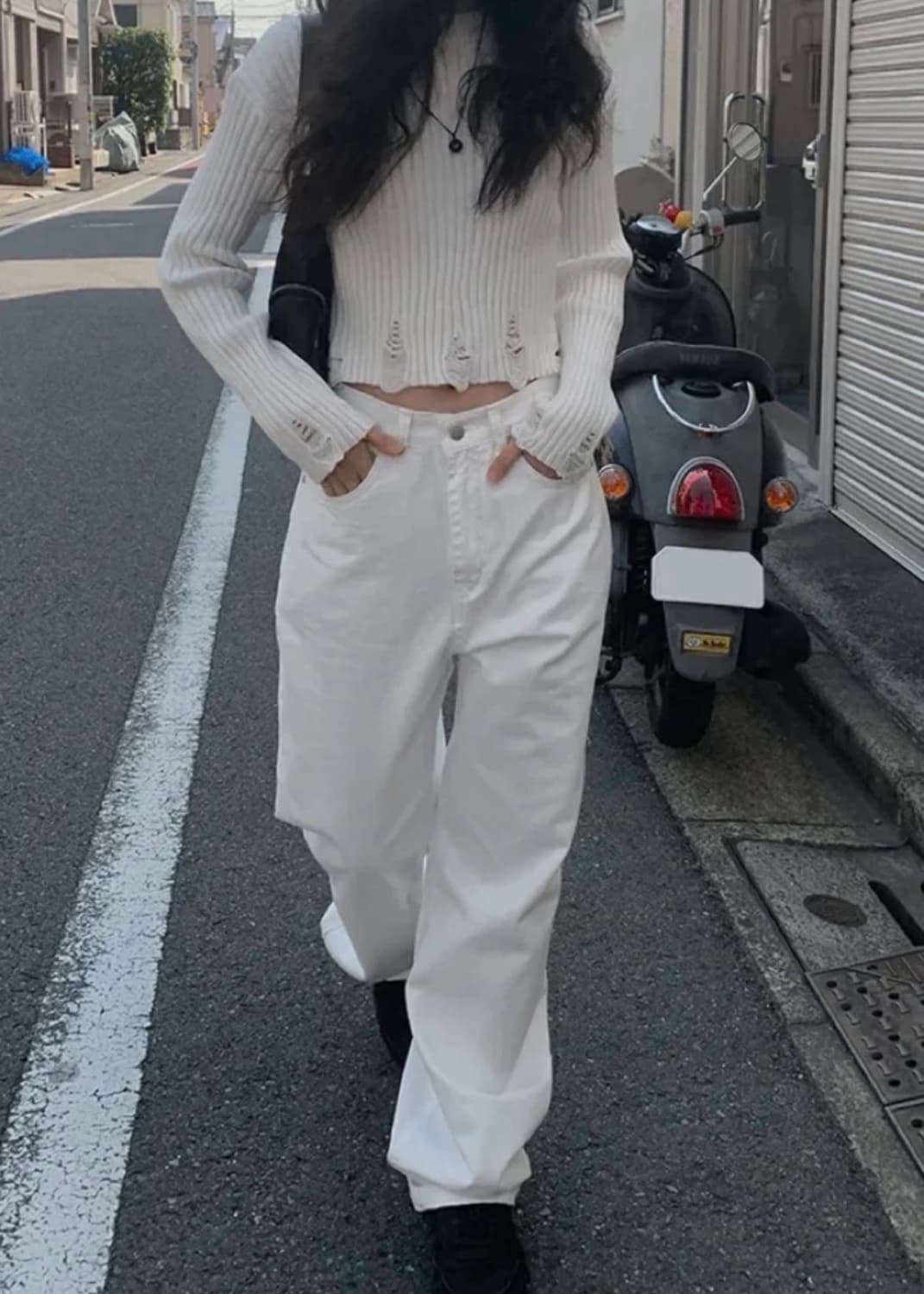 흰색 와이드팬츠 상품이미지2