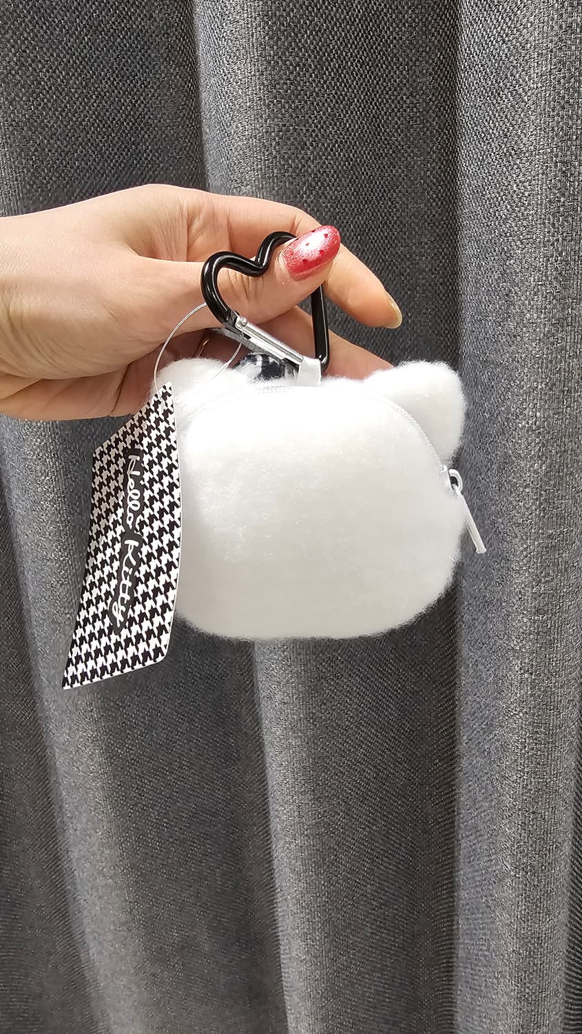 일본정품 헬로키티 치도리 리본 모노톤 파우치 블랙 키링(동전지갑) 상품이미지2