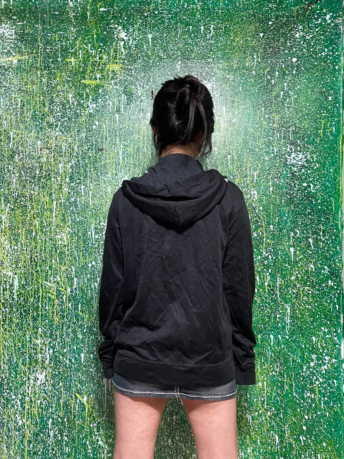 아디다스 블랙 스몰로고 져지 후드집업 L 상품이미지3