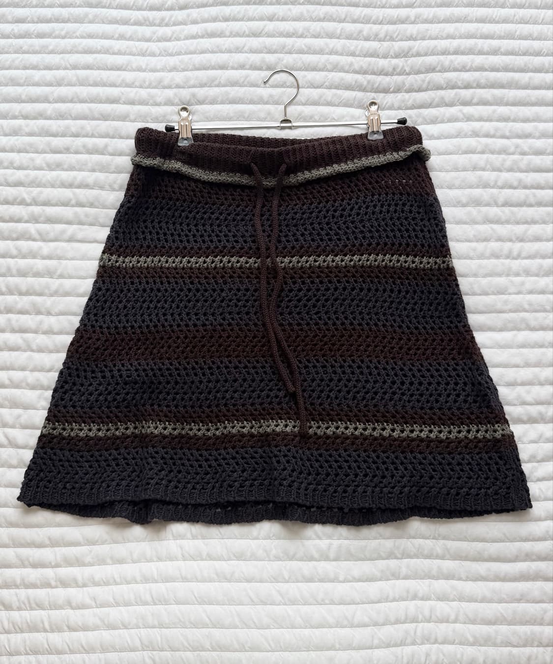 코이세이오 STRIPE LAYERED KNIT SKIRT BROWN 상품이미지3