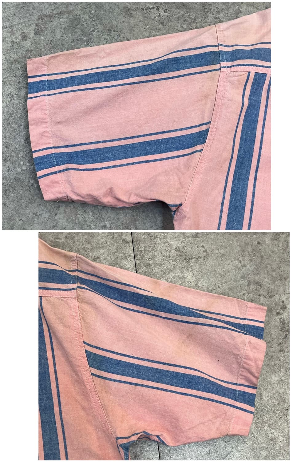 빈티지 스트라이프 포켓 반팔 셔츠 핑크 XL #csz4082 상품이미지10