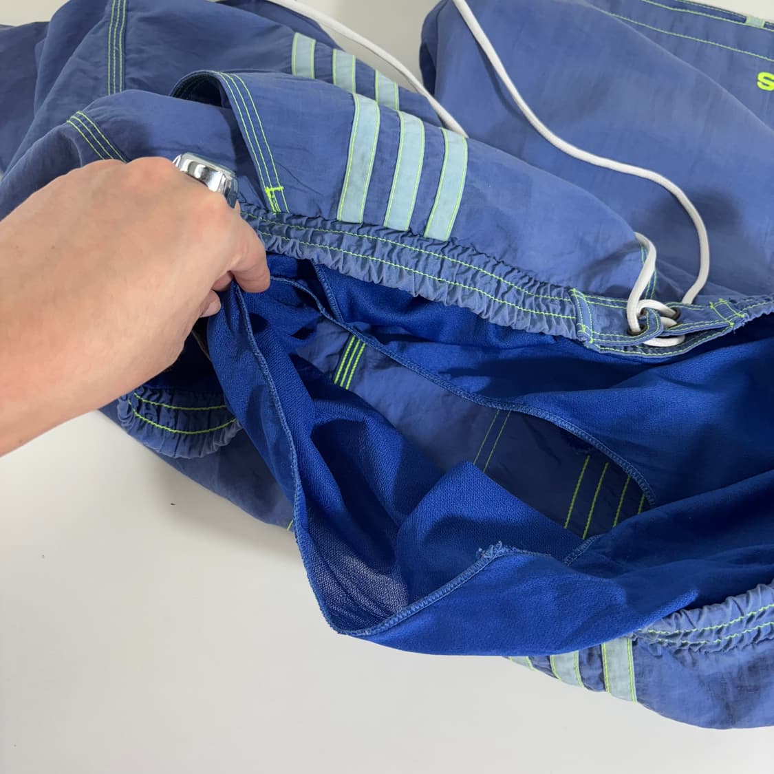 XL 아디다스 스카이블루 삼선포인트 나일론 스윔팬츠 상품이미지5