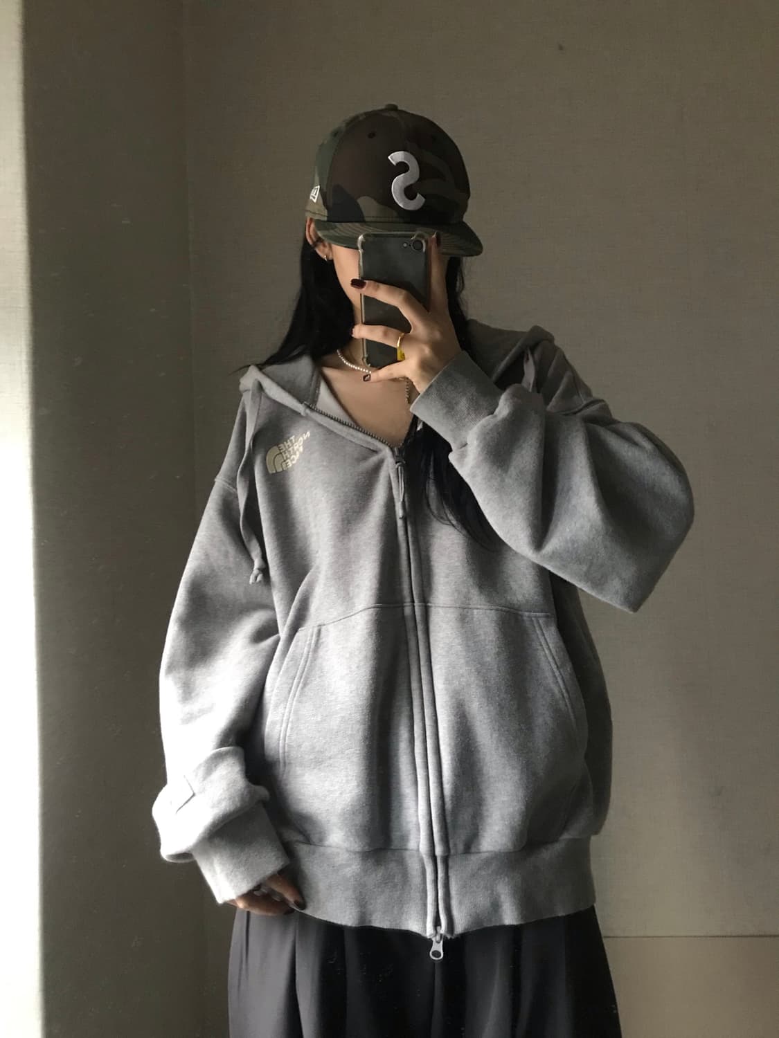 노페 그레이 오버핏 후드집업 상품이미지2