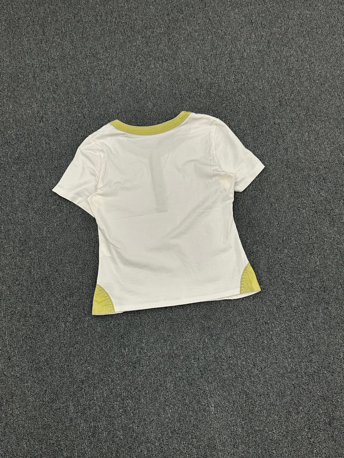 38)Japanese vintage 여성 그린 배색 포인트 화이트 헨리넥 상품이미지5