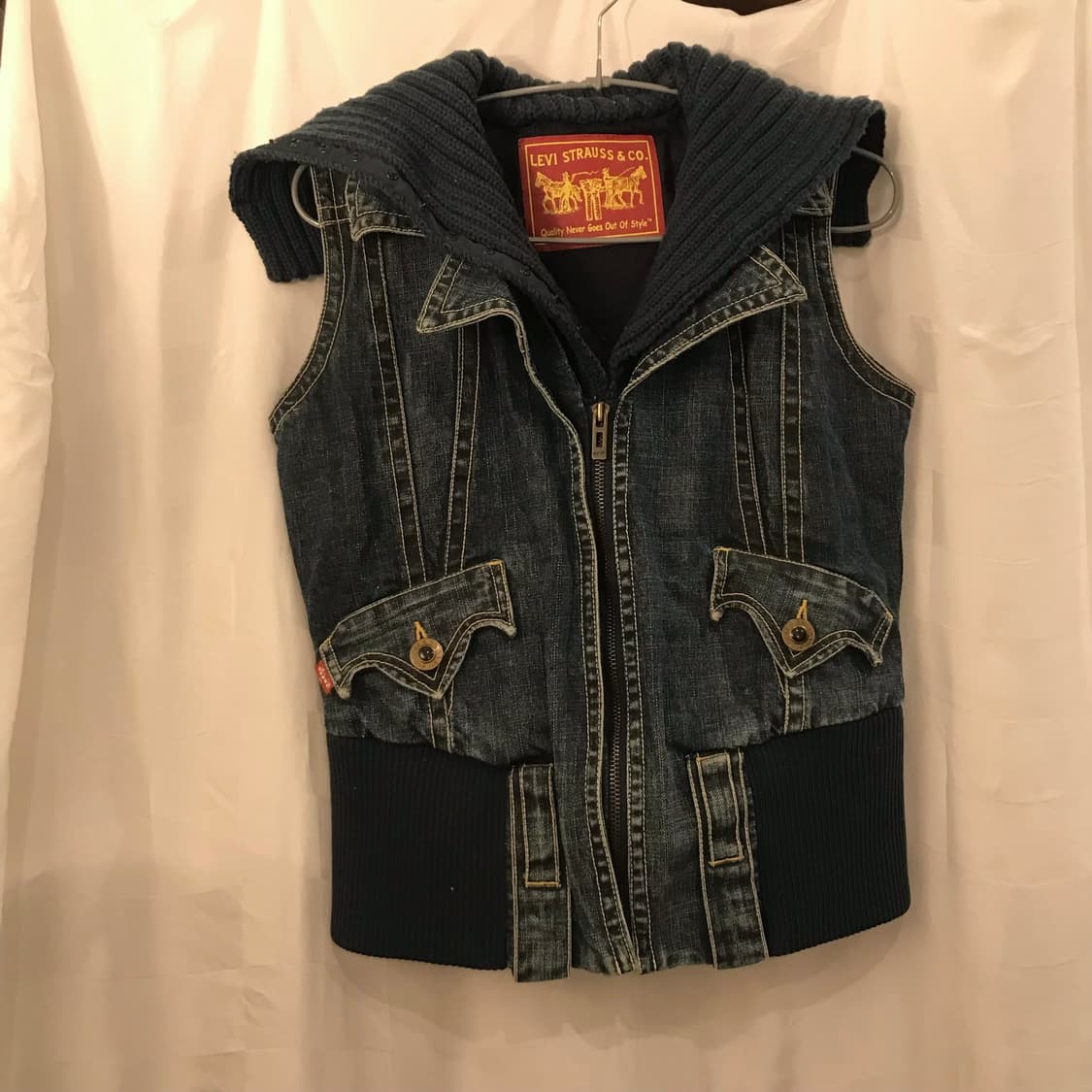 Levi’s 리바이스 갸루 펑크 하이넥 니트 데님 vest 상품이미지5