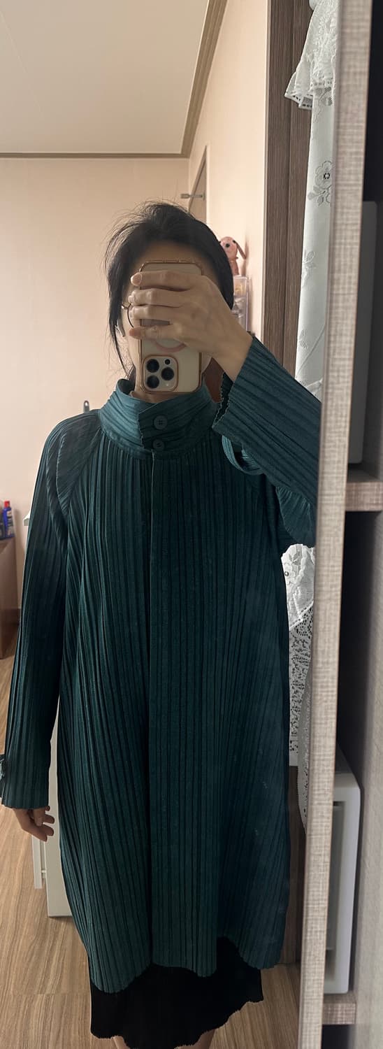 플리츠플리즈 청록색 가디건 상품이미지8