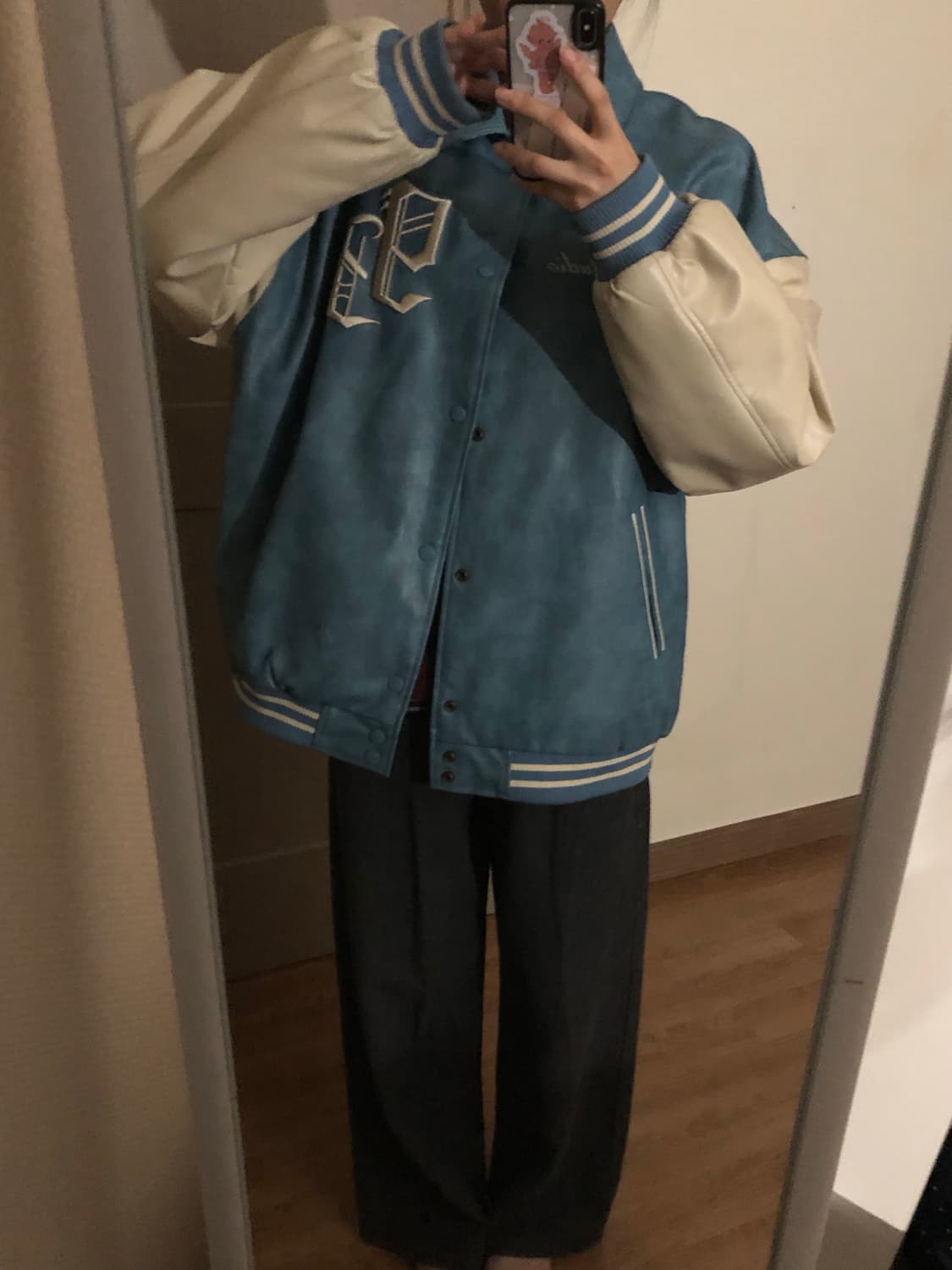 1993스튜디오 레더 바시티 자켓 스카이블루 상품이미지3