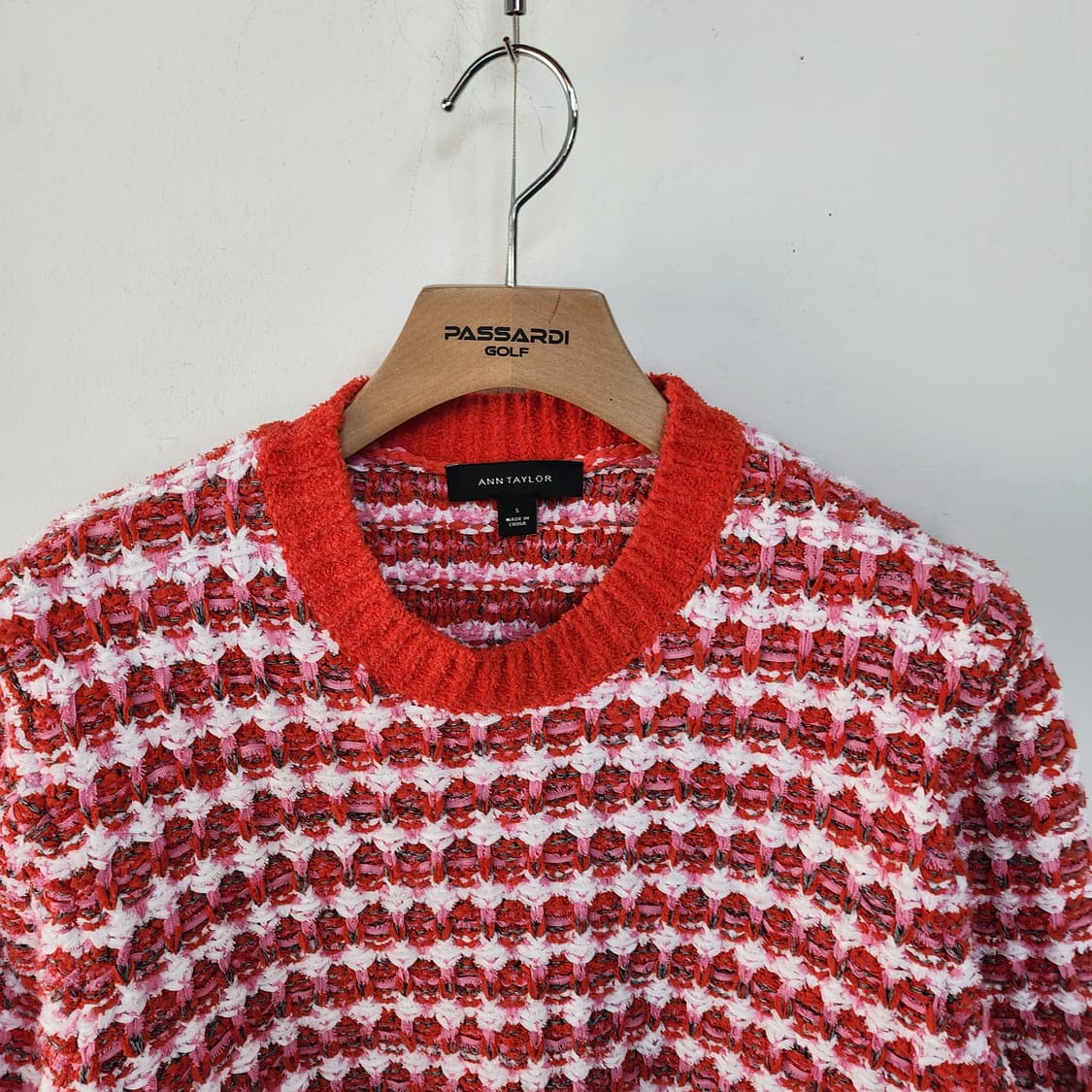 앤테일러 레드 화이트 반팔 니트 상품이미지2