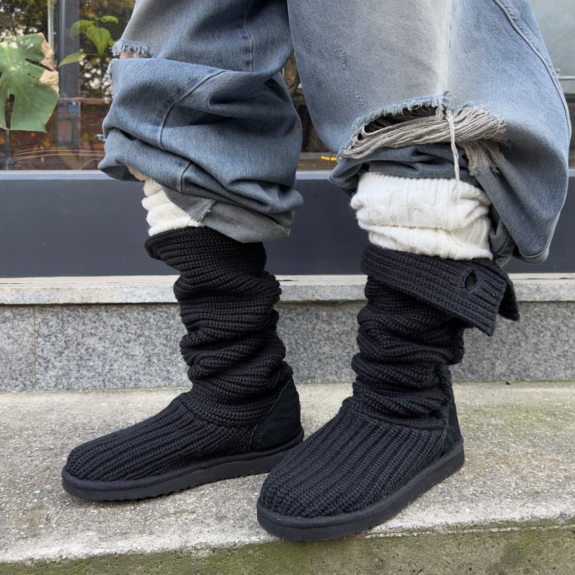 2000s Y2K 니트 카디 어그 부츠 상품이미지5