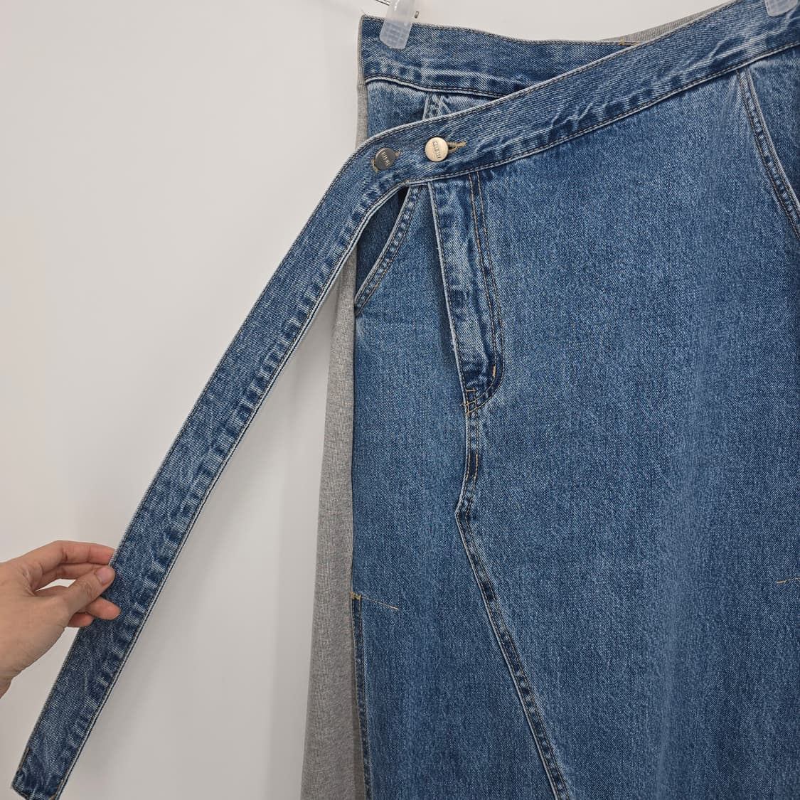 MAGJAY 데님 믹스 트레이닝 스판 롱스커트  55-66 상품이미지3