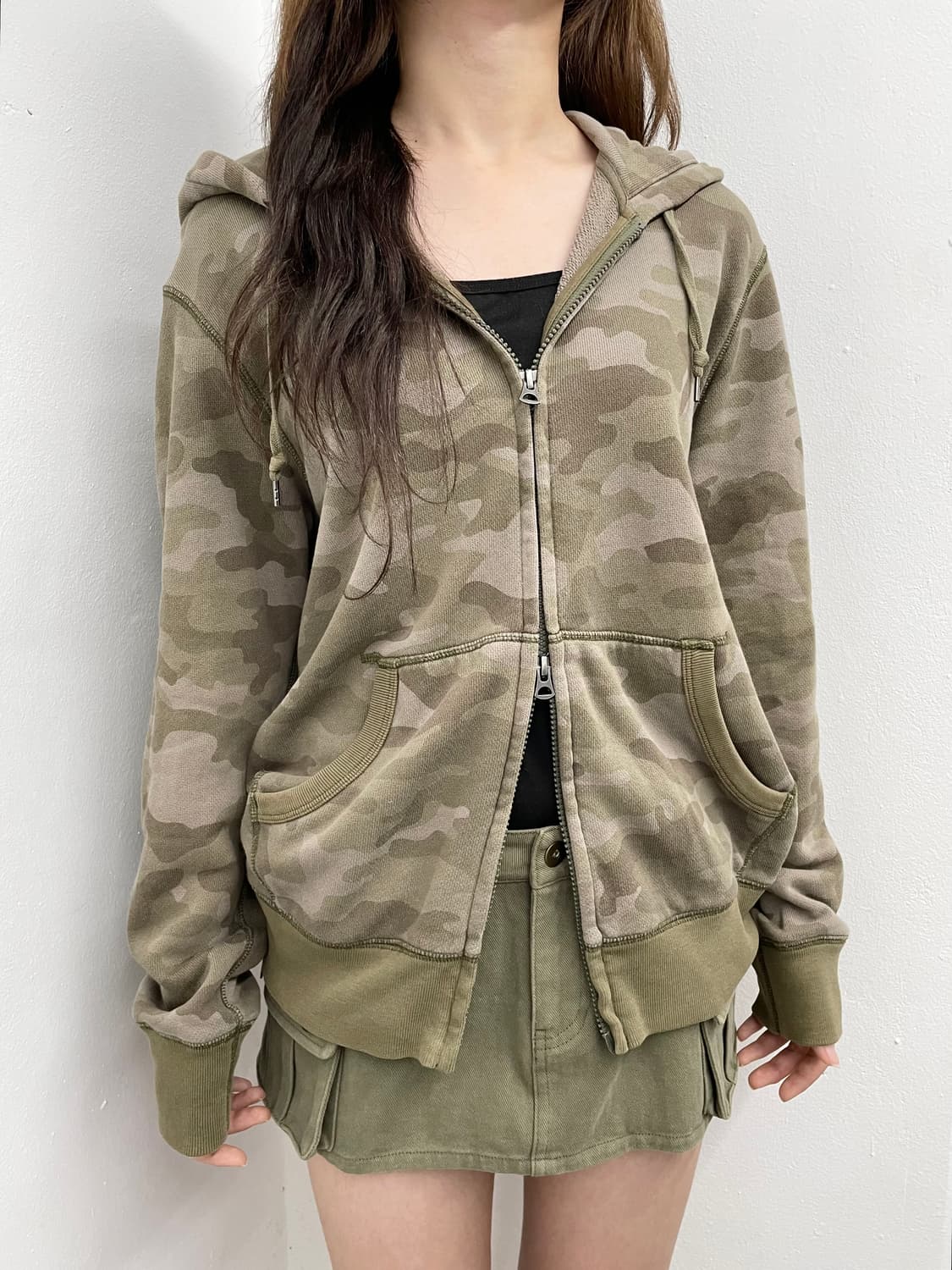 y2k 카모 2way 후드집업 상품이미지2